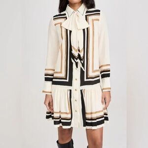 Zimmermann Tie Neck Mini Dress in Stripe Print